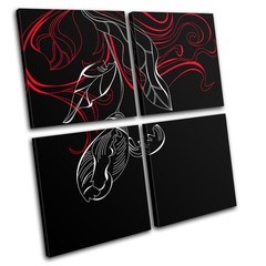 Floral Vintage Pattern Abstract MULTI CANVAS WALL ART Picture Print VA