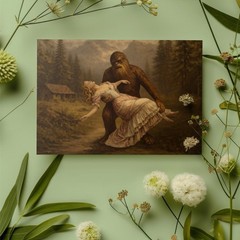 Bigfoot Sasquatch Art Print Victorian Woman Gothic Fantasy Forest Bride Poster