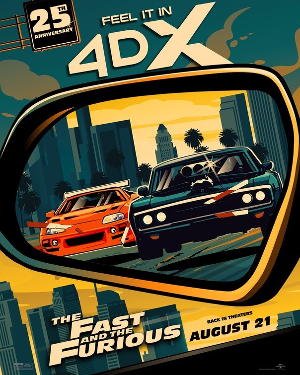 The Fast and The Furious 25th Anniversary Special Edition 4DX Re-Release Poster.