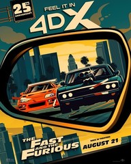 The Fast and The Furious 25th Anniversary Special Edition 4DX Re-Release Poster.