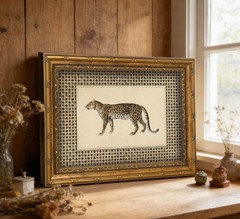 Vintage Gold Framed Leopard Wall Art,Cheetah Safari Wall Decor,Classic Wildli…