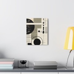 Wall Art Decor – Canvas Print Artwork – Abstract Black Beige Brown Geometric Sha