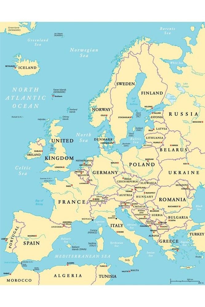 Political Map of Europe Cool Wall Decor Art Print Poster 24×36