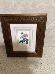 Unbranded Rose Picture Wall Decor Matted and Framed 7.5″ Gold Scroll On Frame