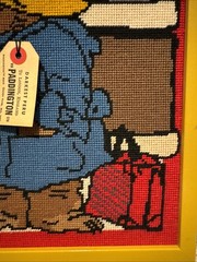 Paddington Bear Needlepoint Framed Wall Art Vintage Eden Toys 1975 12×15