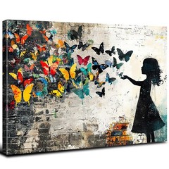 Banksy Style Butterfly Canvas Wall Art Colorful Graffiti Butterflies Picture …
