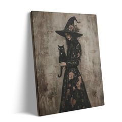 Haunted Castle Canvas Wall Art Framed Vintage Gothic Print Pumpkins Spooky Ghost