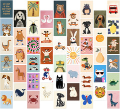 50Pcs Playroom Decor Funny Cartoon Animal Posters Toddler Boy Wall Decor Insp…