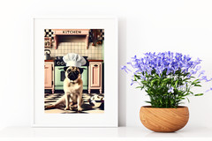 Pug Chef Kitchen Art Print – Cute Retro Wall Decor for Dog Lovers
