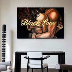 Mislojade African American Wall Art Black Love Canvas 18″L x 12″W,