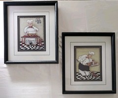 Dena Marie 2pc Print’s Fat French Chef Wall Art& Decor~Folk Art~!!!