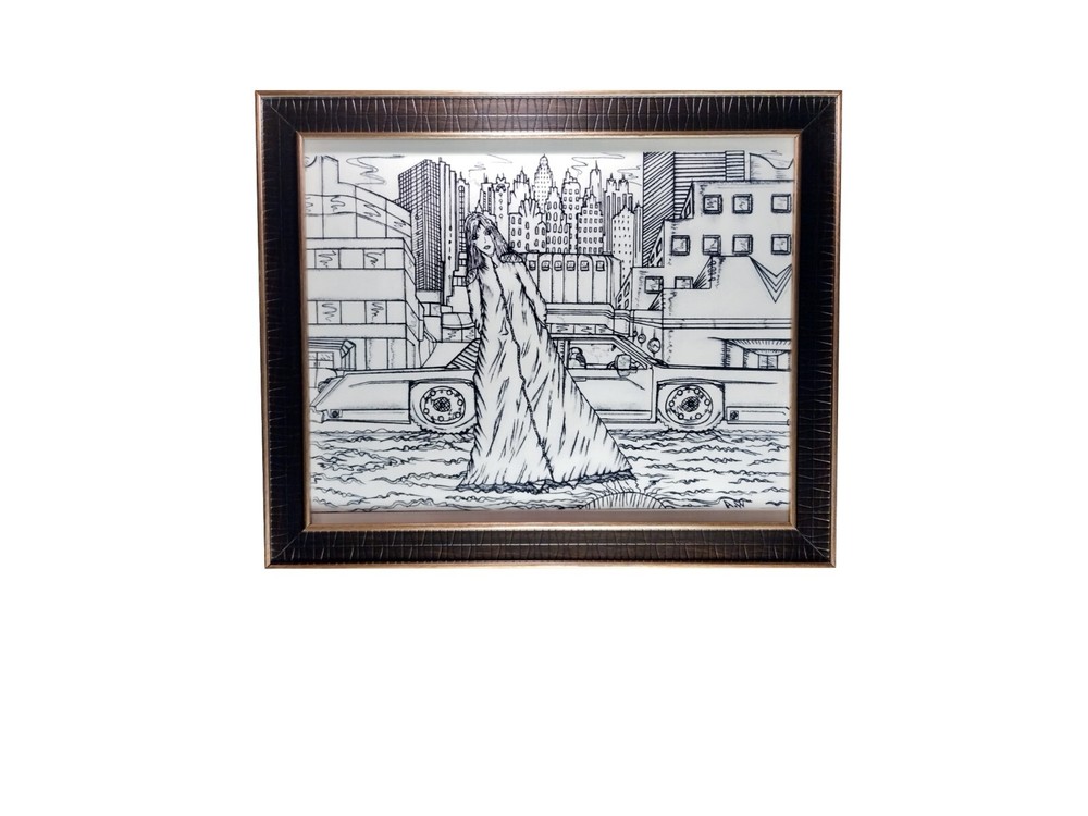 Wall Art Framed, City landscape Urban Art / Architecture Sketch Art, Skyline Art