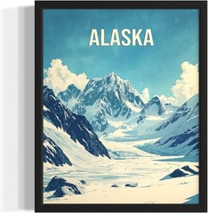 Colorful Alaska Glaciers Art Print Poster – Perfect for Living Room & Bathroom
