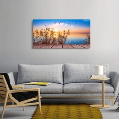 Canvas Prints Art Ocean Beach Grass Poster Landscape Painting,DIY Framed 24″x48″