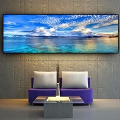 Natural Sunset Could Lake Canvas Painting Wall Art Landscape Poster Wall Picture