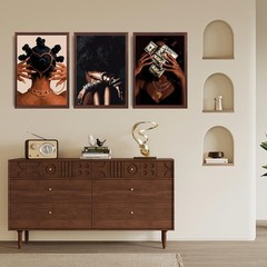 Trendy Black Girl Wall Art African American Women Pictures Wall Decor Fashion Bl