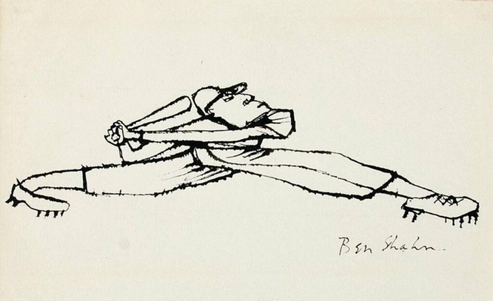 Batter by Ben Shahn – Midcentury Art Print – Dynamic, Minimal, Expressive