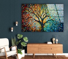 Colored Tree Glass Wall Art