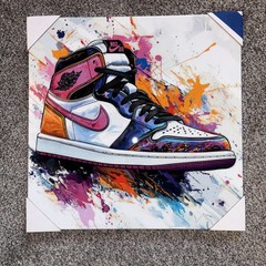 Nike Air Jordan 1 Sneaker Canvas Wall Art Gloss cover finish by 18 x 18 inches