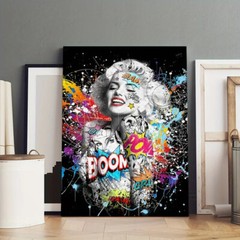 Marilyn Monroe Graffiti Canvas Art Print 11.8×15.7″ FRAMED ART – US SELLER