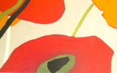 MCM contemporary wall art print Mango Tango poppies 16×16 new Shirley Novak