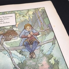 Vtg Tommy Titmouse Boy Fishing Bridge 1910s Mother Goose Print Wall Art 9×12″