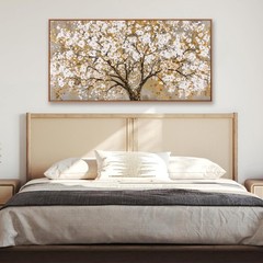 Framed Wall Art Print Gold Tree Of Life Modern Artwork Canvas Painting Gold T…