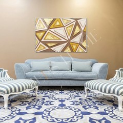 Gold Geometric Wall Art Print 12″x18″ UNFRAMED, Modern Living Room Decor Artwork