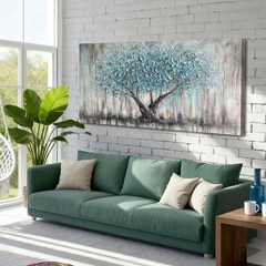 Arjun Tree Wall Art Canvas for Living Room Blue 48″L x 24″W, tree