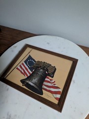 Vintage Liberty Bell & Betsy Ross Flag Framed Americana Print by Maguire