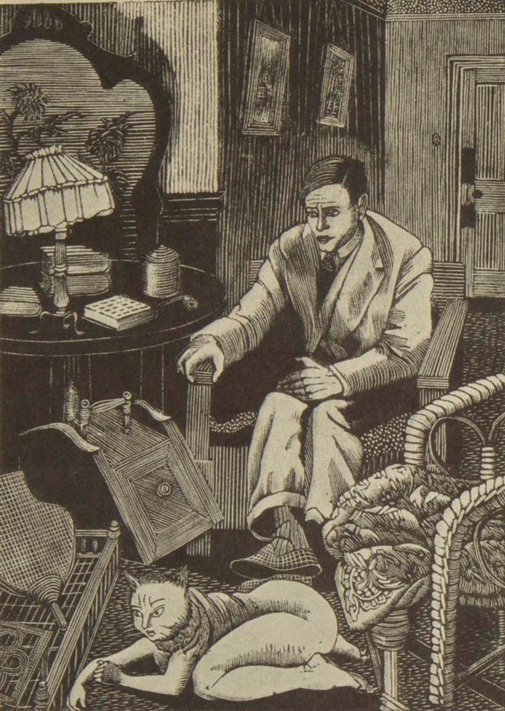 The Cat Wife [woodcut] : Tirzah Garwood : 1931 : Archival Quality Art Print
