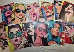 Women Pop Art Gallery Style Portrait Poster Wall Vinyl Stickers (8″x11.5″ 12pc)