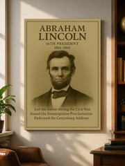 Abraham Lincoln Vintage Portrait USA History Wall Art 16th President Print