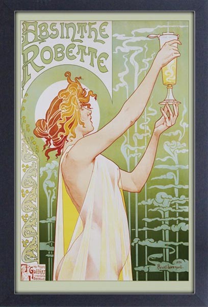 ABSINTHE ROBETTE 12×18 FRAMED GELCOAT POSTER ART NOUVEAU VINTAGE IMAGE CLASSIC!!