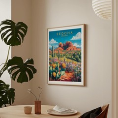 Sedona Arizona Red Rocks Travel Poster, Vibrant Desert Landscape Art Print