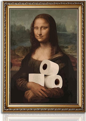 Funny Eclectic Bathroom Canvas Wall Art Vintage Humor Fun Mona Lisa Portrait Cla