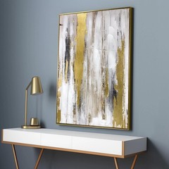 Abstract Wall Art with Gold Foil – 24 x 32 Inches Gold and Gray Canvas Print …