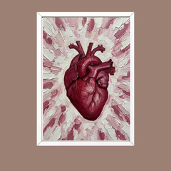 Painterly Textured Heart Art Print – Anatomical Design – Perfect for Medical Off
