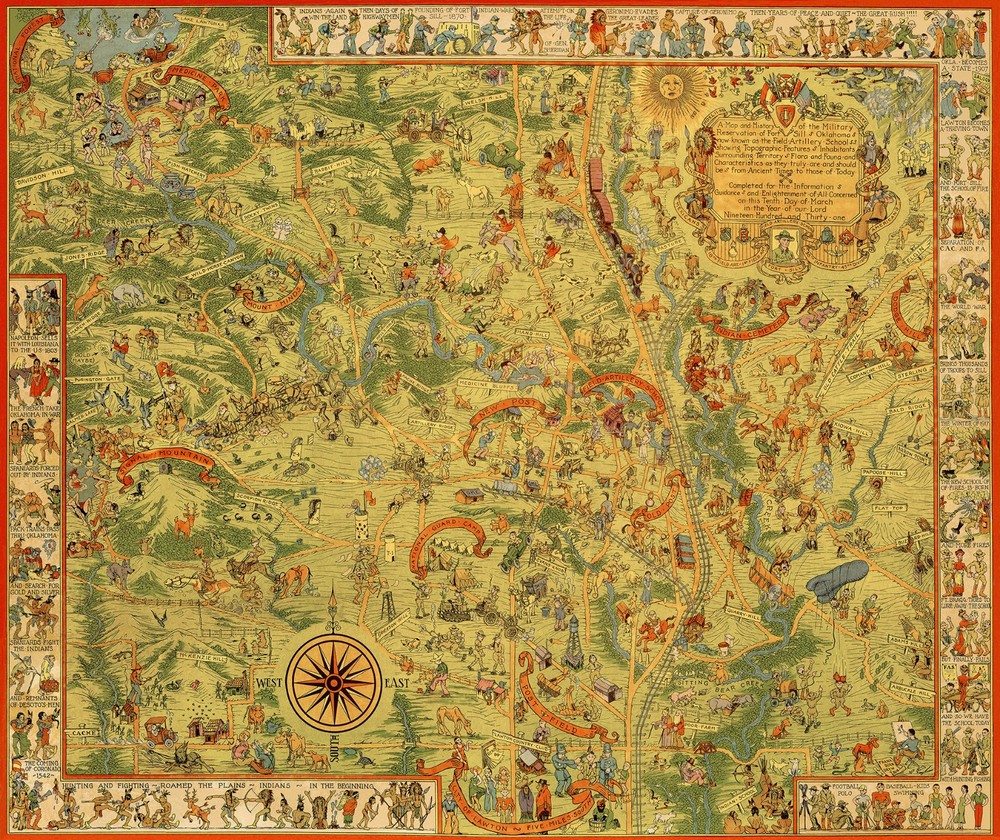 PICTORIAL MAP OF 1931 FORT SILL, OKLAHOMA