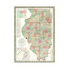 Old Map of Illinois 1852 – Vintage Illinois Art
