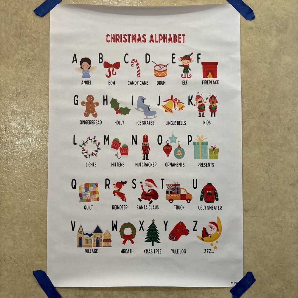 Christmas Alphabet Poster ✅ Kid Child Christmas Decor ✅ Wall Art Canvas Poster
