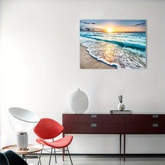 Canvas Art Ocean Beach Sunset Wave Seascape Minimal Wall Decor