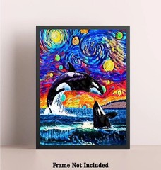 Best Buddy Pet 11X14 Unframed Starry Evening Killer Whale Jumping Out of Water