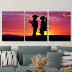3pcs Romantic Sunset Silhouette Metal Print Ready to Hang Art