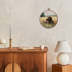 Labrador Retriever Round Wall Art Framed, Chocolate Lab Gift Framed Round Wal…