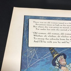 Vtg Old women Broom Good Witch 1910s Mother Goose Print Wall Art 9×12″