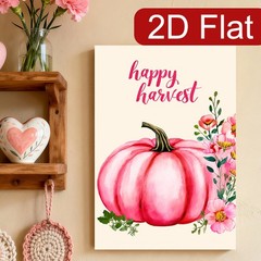 Pink Pumpkin Happy Harvest Canvas Wood Frame Wall Decor Gift