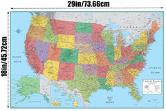 18x29inch USA Map of America US Poster Wall Print Chart Decor Classroom Mural