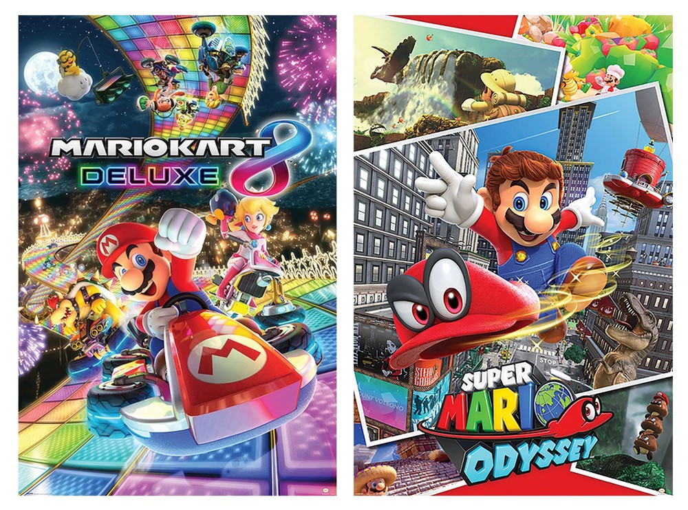 Super Mario – 2 Piece Gaming Poster Set (Mario Kart 8 & Super Mario Odyssey)