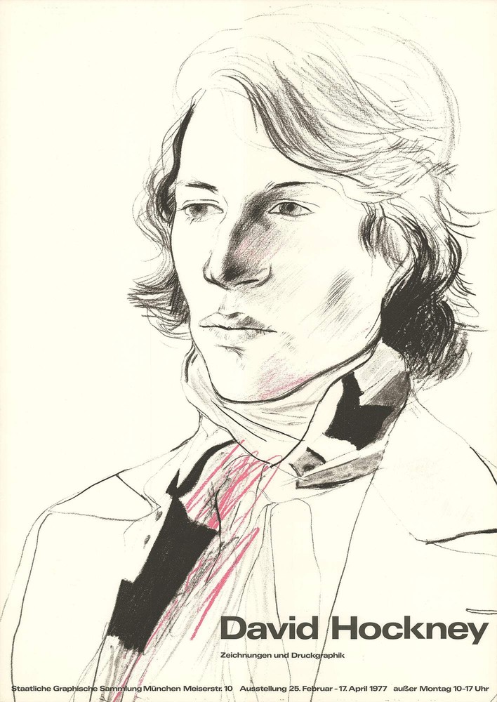 DAVID HOCKNEY Peter with Scarf 33.25″ x 23.25″ Poster 1977 Pop Art Black & White